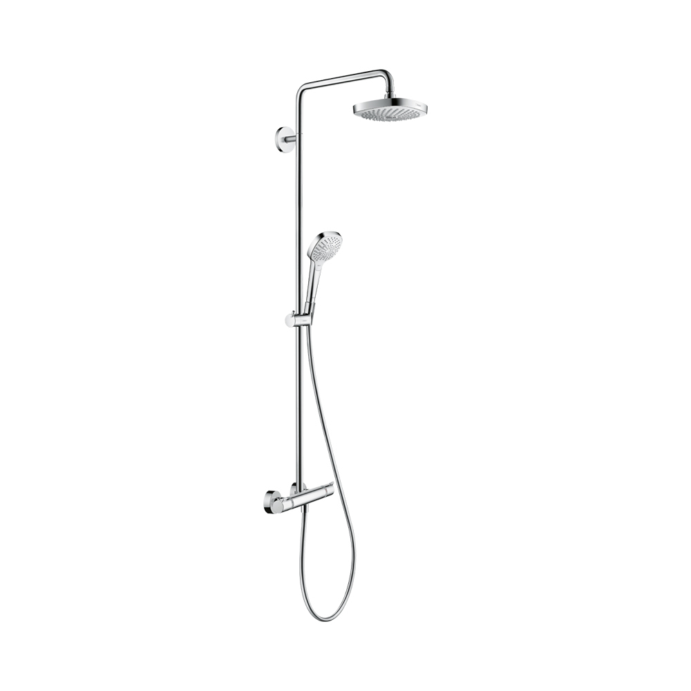 Hansgrohe Croma Select E Showerpipe 180 2jet EcoSmart 9 л/мин с термостатом хром-белый матовый