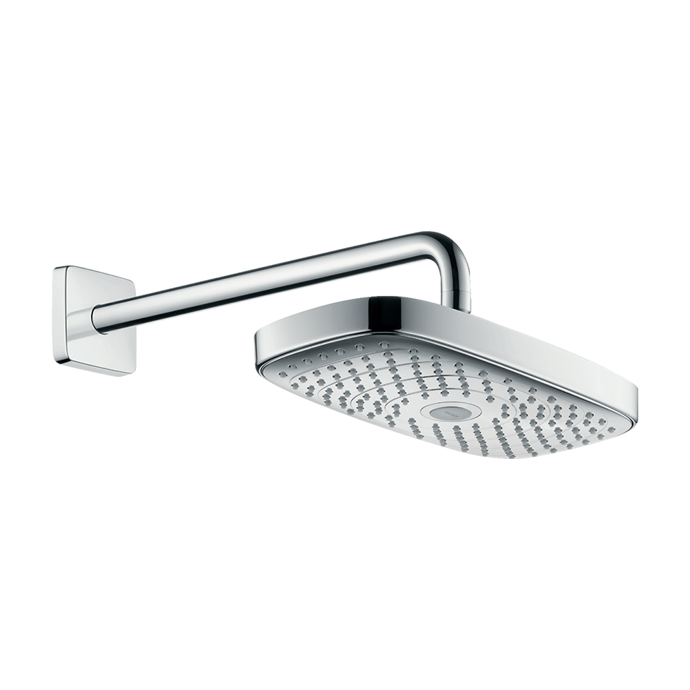 Hansgrohe Raindance Select E Верхний душ 300 2jet EcoSmart 9 л/мин с держателем хром-белый матовый