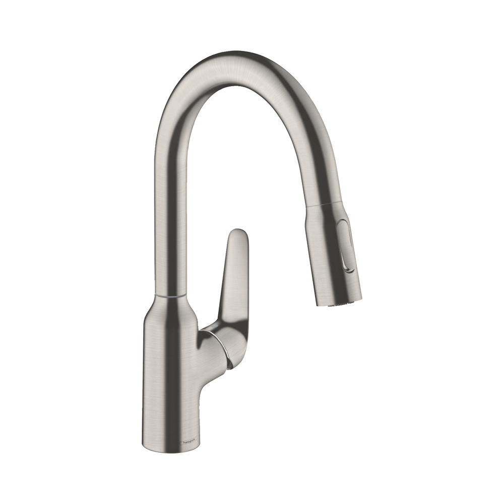 Hansgrohe Focus M42 Кухонный смеситель однорычажный 180 с вытяжным душем 2jet сталь