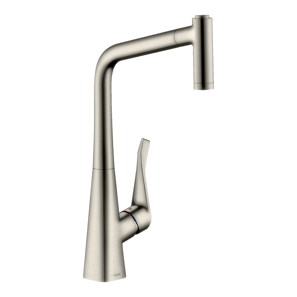 Hansgrohe Metris M71 Кухонный смеситель однорычажный, 320, Eco, с вытяжным душем, 2jet сталь