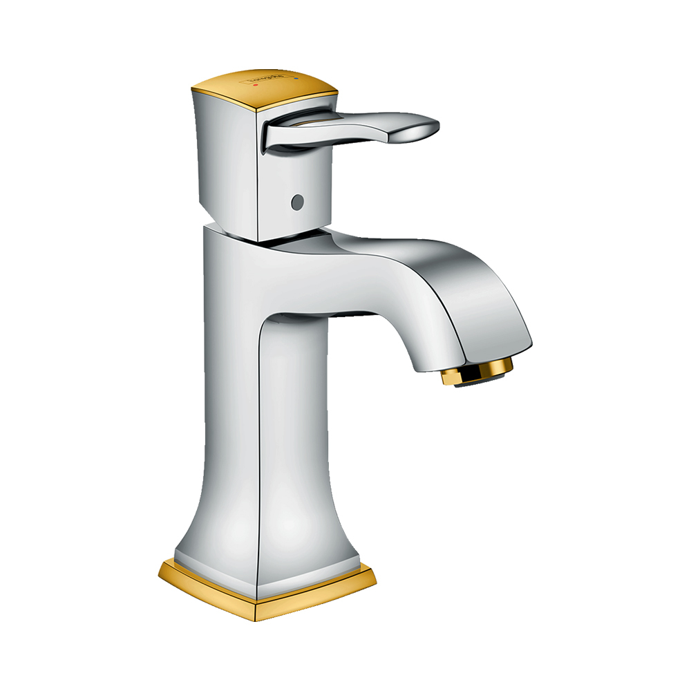 Hansgrohe Metropol Classic Смеситель для раковины 110 однорычажный с рычаговой рукояткой без сливного набора хром-золото