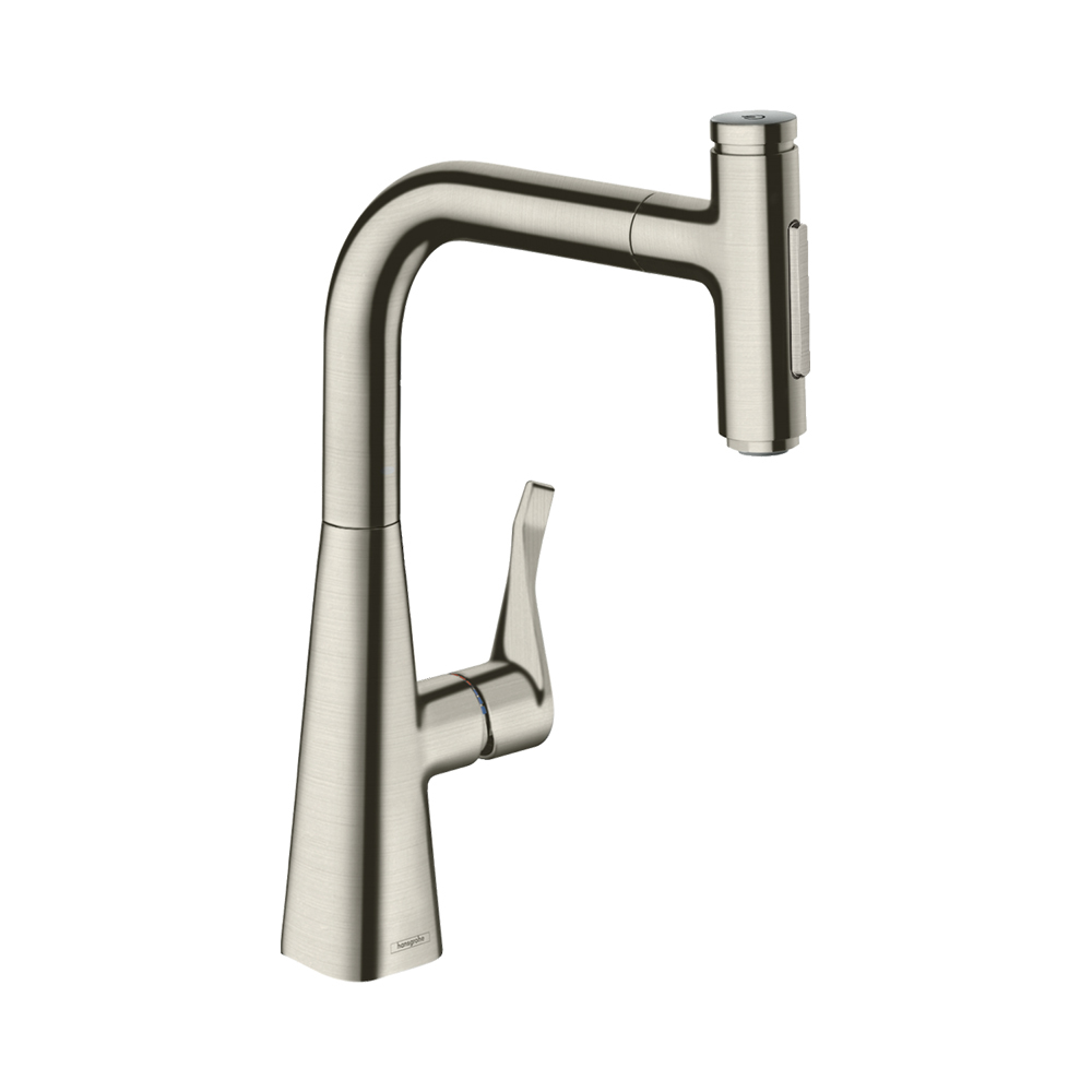 Hansgrohe Metris Select M71 Кухонный смеситель однорычажный 240 с вытяжным душем 2jet sBox сталь