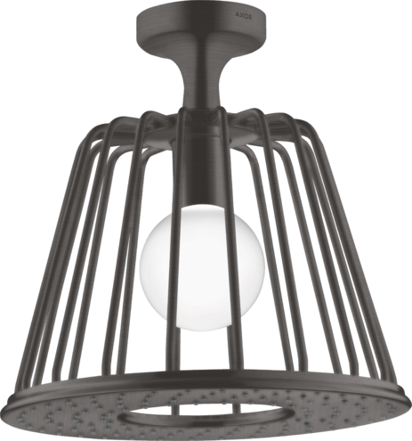 Верхний душ AXOR LampShower/Nendo 275 1jet, с потолочным подсоединением, шлифованный черный хром