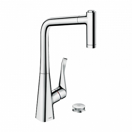 Hansgrohe Metris Select M71 Кухонный смеситель на 2 отверстия однорычажный 320 Eco с вытяжным душем 2jet sBox хром