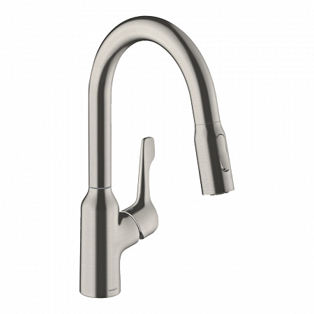 Hansgrohe Focus M43 Кухонный смеситель однорычажный, 180, с вытяжным душем, 2jet сталь