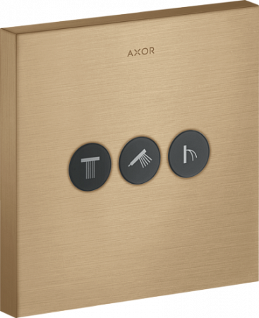 Вентиль AXOR ShowerSelect для 3 потребителей, квадратный, СМ, матовая бронза