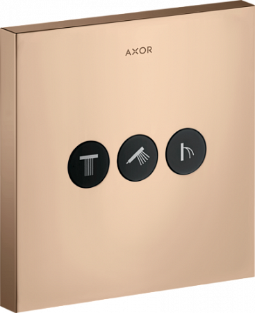 Вентиль AXOR ShowerSelect для 3 потребителей, квадратный, СМ, полированное красное золото