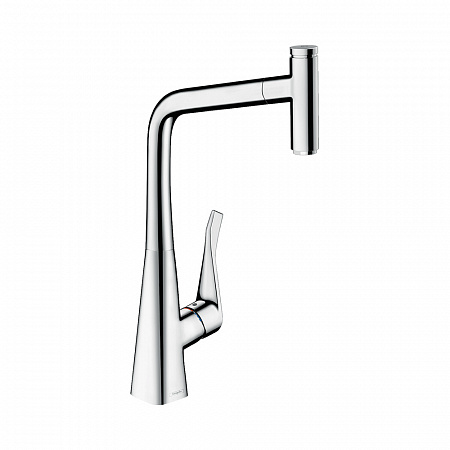 Hansgrohe Metris Select M71 Кухонный смеситель однорычажный 320 с вытяжным изливом 1jet sBox хром