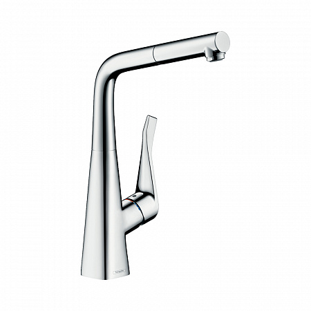 Hansgrohe Metris M71 Кухонный смеситель однорычажный 320 с вытяжным изливом 1jet sBox хром