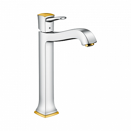 Hansgrohe Metropol Classic Смеситель для раковины 260 однорычажный со сливным гарнитуром для раковин в форме таза хром-золото