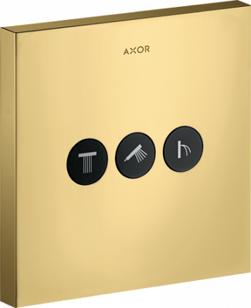 Вентиль AXOR ShowerSelect для 3 потребителей, квадратный, СМ, полированное золото