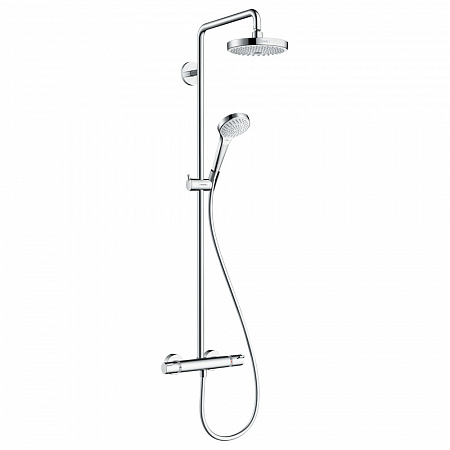 Hansgrohe Croma Select S Showerpipe 180 2jet EcoSmart 9 л/мин с термостатом хром-белый матовый