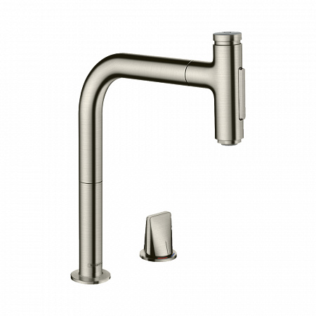 Hansgrohe Metris Select M71 M7120-H200 Кухонный смеситель однорычажный на 2 отверстия с вытяжным изливом сталь