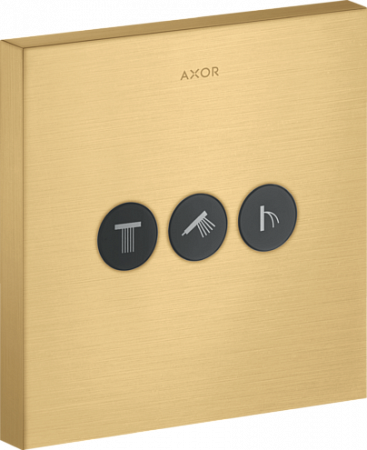 Вентиль AXOR ShowerSelect для 3 потребителей, квадратный, СМ, матовое золото