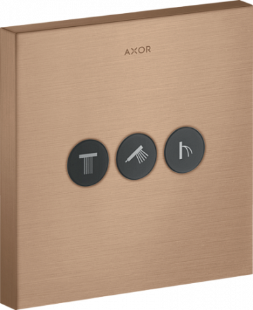 Вентиль AXOR ShowerSelect для 3 потребителей, квадратный, СМ, матовое красное золото