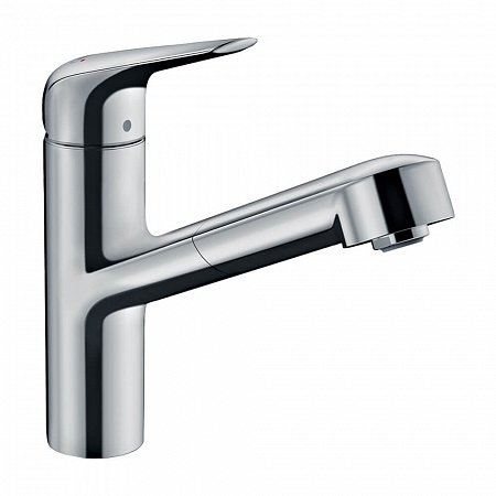 Hansgrohe Focus M42 Кухонный смеситель однорычажный 150 с вытяжным изливом 1jet sBox хром