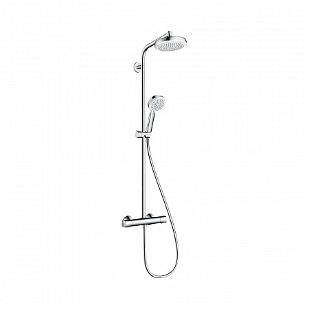 Hansgrohe Crometta Showerpipe 160 1jet EcoSmart 9 л/мин с термостатом хром-белый матовый