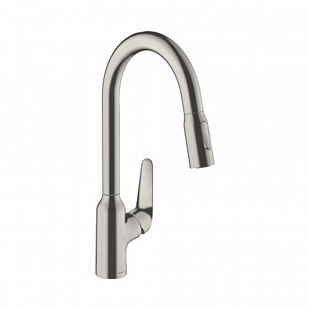 Hansgrohe Focus M42 Кухонный смеситель однорычажный 220 с вытяжным душем 2jet sBox сталь