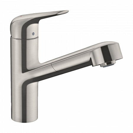 Hansgrohe Focus M42 Кухонный смеситель однорычажный 150 с вытяжным изливом 1jet sBox сталь